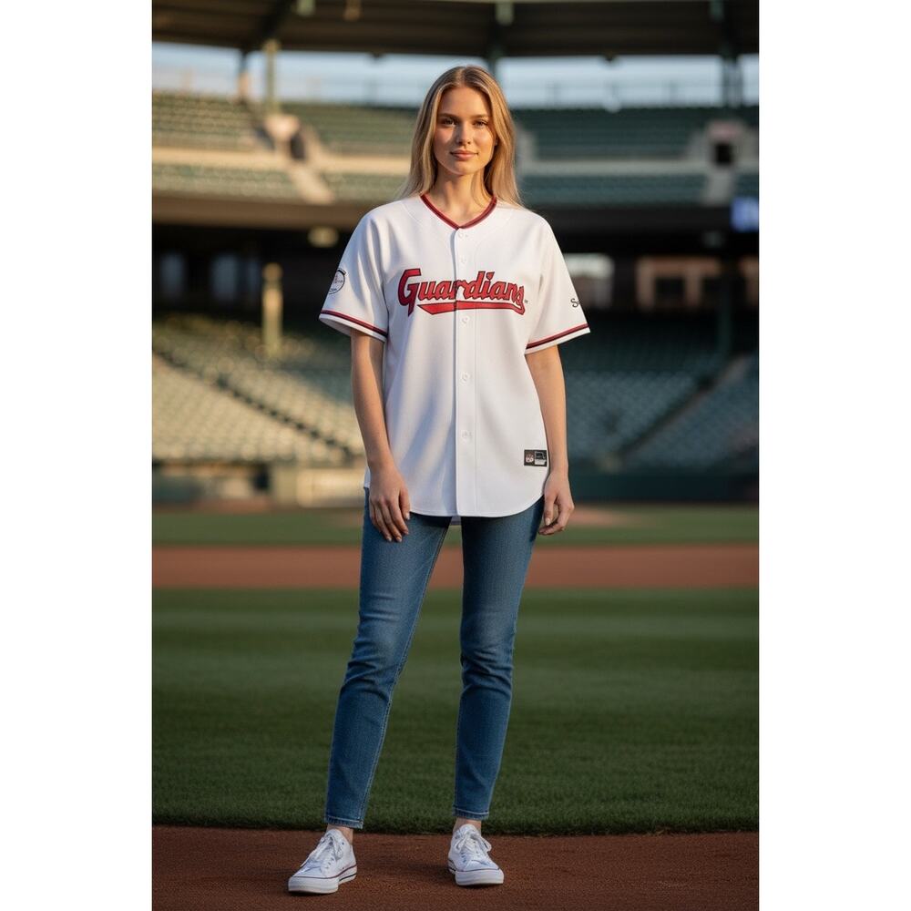 Cleveland Guardians Hunter Gaddis Jersey XL White Button Up Baseball MLB New 33 - Picture 3 of 13